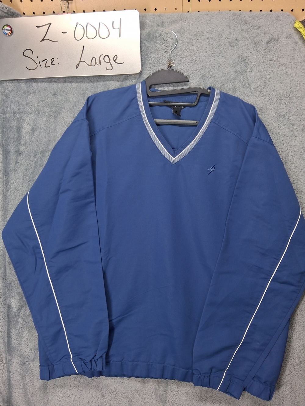 Men's Bubba Golf V-Neck Golf Pullover Windbreaker  - Blue with White Trim